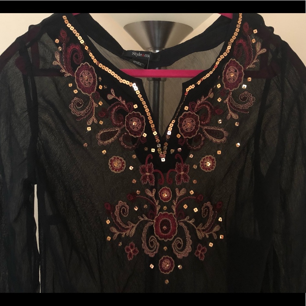 NWOT Style & Co sheer tunic kurti - Picture 2 of 4